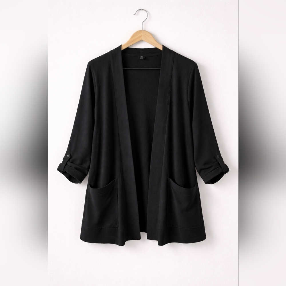 #53 Rafaella Black Open Front Cardigan